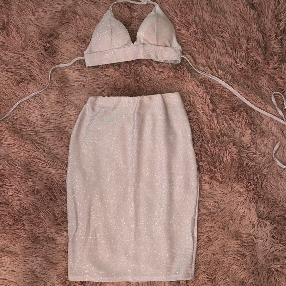 Sparkly Light Pink Two Piece Set